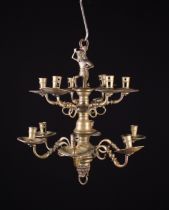 A North German Brass Twelve-light Chandelier, 17th Century.