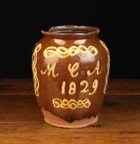 A 19th Century Slip-ware Tobacco Jar (A/F).