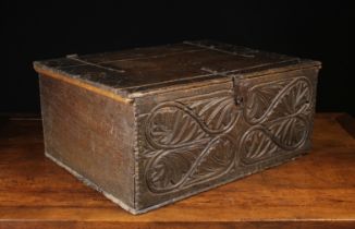A Large 17th Century Boarded Oak Desk Box.