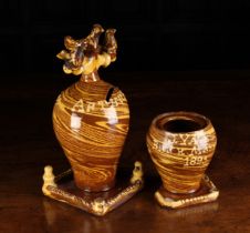 A Clevinger Agate-ware Money Box and A Small Pot (A/F).