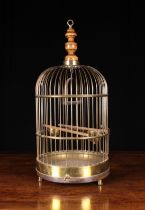 A Late 19th/Early 20th Century Brass Bird-cage of round dome-topped form.