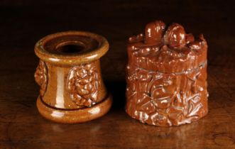 A Buckley Lead Glazed Earthenware Ink Well Holder,