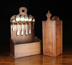 A George III Oak Candle Box and Spoon Rack.