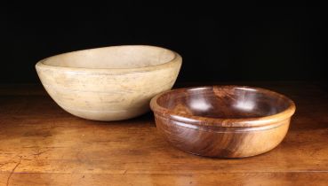 Two Turned Treen Bowls: A Late 19th Century Sycamore Dairy Bowl 6¼" (16 cm) high,