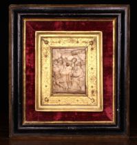 A Malines Carved & Parcel-gilt Alabaster Plaque Circa 1600,