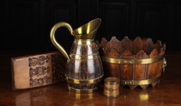 A 19th Century Coopered Oak Monteith, Jug, Gingerbread Mould and Measure.