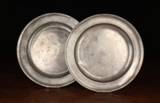 A Pair of Matching Late 18th/Early 19th Century Pewter Chargers by Bush & Perkins (Robert Bush I