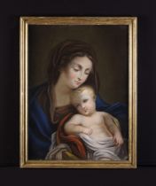 A 19th Century Coloured Pastel Drawing of Madonna & Child,