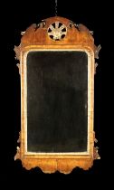 A George II Walnut Veneered & Parcel Gilt Wall Mirror.