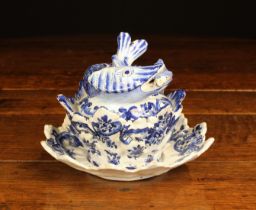 A Decorative Blue & White Delft Lidded Pot on Stand marked with VDK monogram.