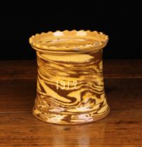 An Agate-ware Jar dated 1912 on a yellow & brown marbled ground with engrailed edge to the rim,