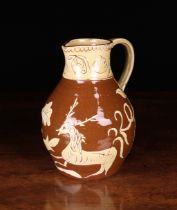 A Slip-ware Harvest Jug with Sgrafitto decoration and incised signature to the base Edward Bingham