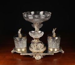 A Fabulous Silver Plate & Cut Glass Centre Piece incorporating fruit comports and Ice Buckets
