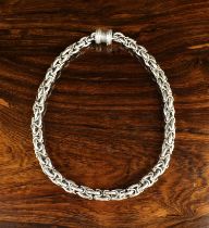 A Suarto Balinese Silver Byzantine Link Chain Necklace.