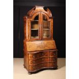 An Impressive 18th Century German inlaid Walnut Bureau Bookcase.