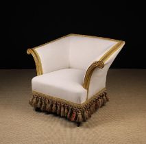 An Upholstered Tub Armchair with an out-swept square back & sides.