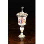 A 19th Century Viennese Enameled Lidded Goblet with SIlver Mounts.