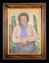 An Oil on Board: Portrait of a Seated Woman,