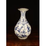 A Large Oriental Blue & White Baluster Vase decorated with figural scenes and plantain leaves to