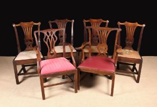 Four Georgian Mahogany 'Country Chippendale' Style Dining Chairs and two similar armchairs.