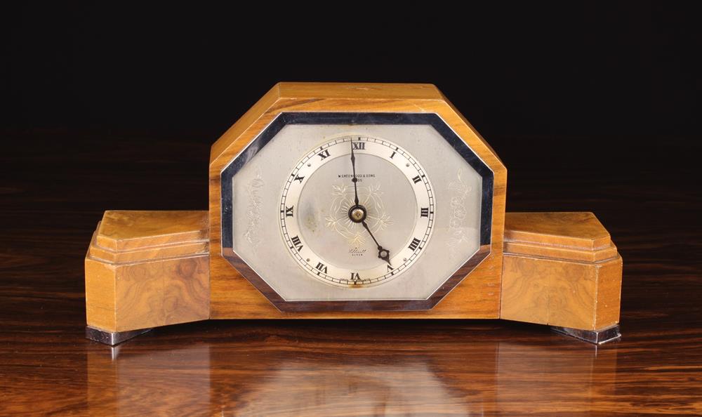 A Vintage Art Deco Walnut-cased Mantel Clock; an Elliot Clock with W.