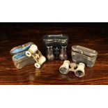 Three Pairs of Cased Opera Glasses; two clad in mother-of-pearl ;