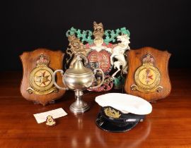 A Group of Miliary & Maritime Items: Two Painted Royal Air Force Plaques 'Luqa' and 'Signal Unit