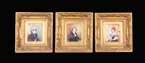 A Set of Three 19th Century Miniature Portraits, Circa 1830, intricately painted,