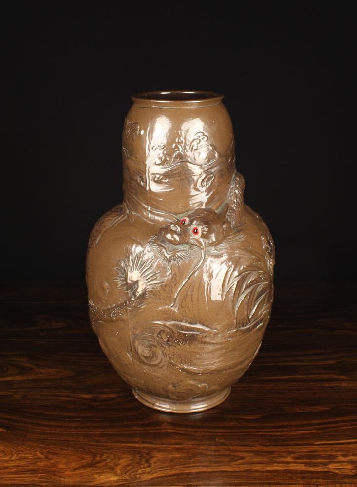 A Large and Rare 19th Century Bretby Japonisme Vase. - Image 2 of 2