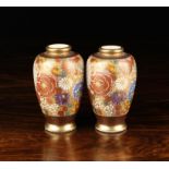 A Pair of Miniature Satsuma Vases with seal marks to base.