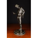 A Large 19th Century Italian "Grand Tour" Dark Patinated Bronze Figure of Narcissus,