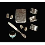 A Small Group of Miscellaneous Silver Items: An engraved cigarette case by I S Greenberg & Co