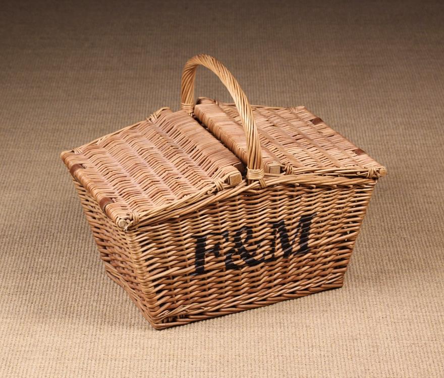 A Fortnum & Mason's Wicker Twin-lidded Basket containing a Group of Vintage Books, - Image 2 of 3