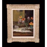 John Linfield (1930 - 2008) Still Life Oil on Board signed John Linfield and dated 1948 on verso