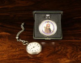 A Cased Commemorative 1953 Coronation Pocket Watch and another marked 800 sterling silver pocket