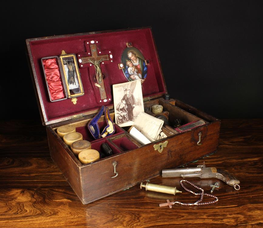 A 19th Century Fitted Mahogany Case of Curiosities.
