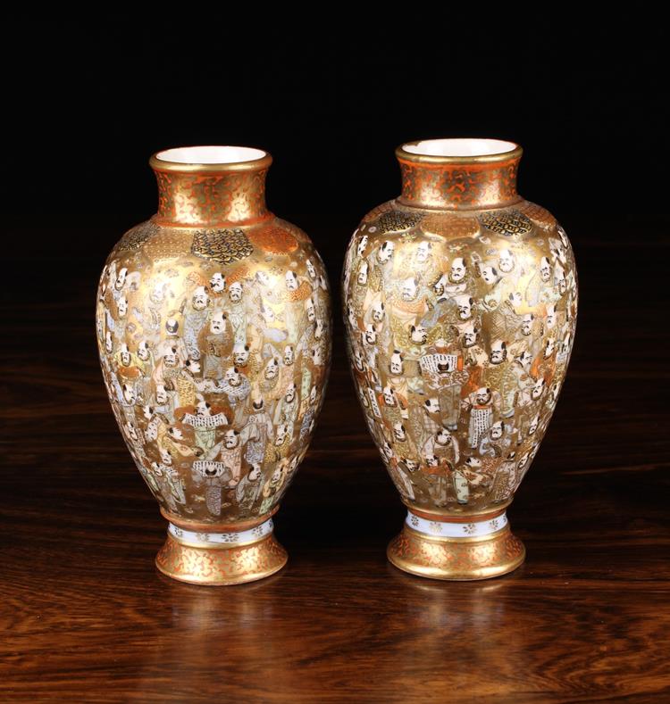 A Pair of Fine Meijing Period Signed Satsuma Vases,