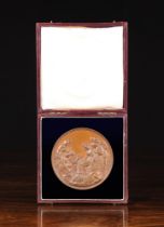 A Cased Bronze Prize Medal from the International Exhibition London 1862 created by Leonard Charles