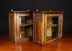 A Pair of Small Late Victorian Rosewood Side Cabinets inlaid with stringing (from a sideboard).
