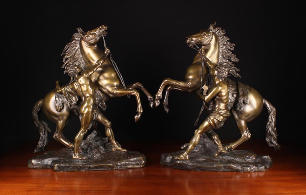 A Large and Fine Pair of 19th Century French Golden Brown Patinated Marley Horses,