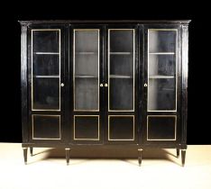 A Late 19th Century Black Painted Cabinet.