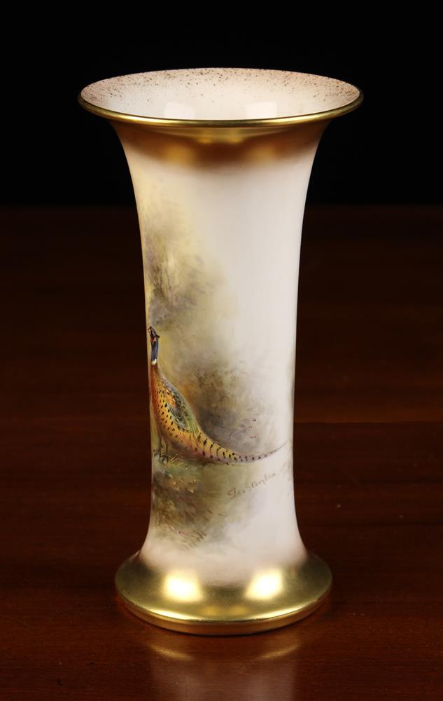 James Stinton (1870-1961). A Royal Worcester Sleeve Vase Circa 1921. - Image 2 of 2
