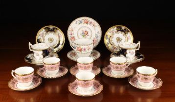 A Small Group of Cabinet Cups & Saucers: A Pair of Late 19th/Early 20th Century Coalport Trios