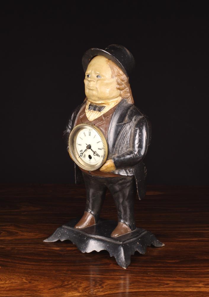 A Painted Cast Iron 'John Bull' Novelty Clock with blinking eyes, 15½" (39 cm) in height. - Image 2 of 2