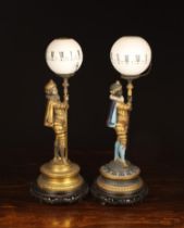 Two Late 19th Century Figural Night Light Mystery Clocks (A/F).
