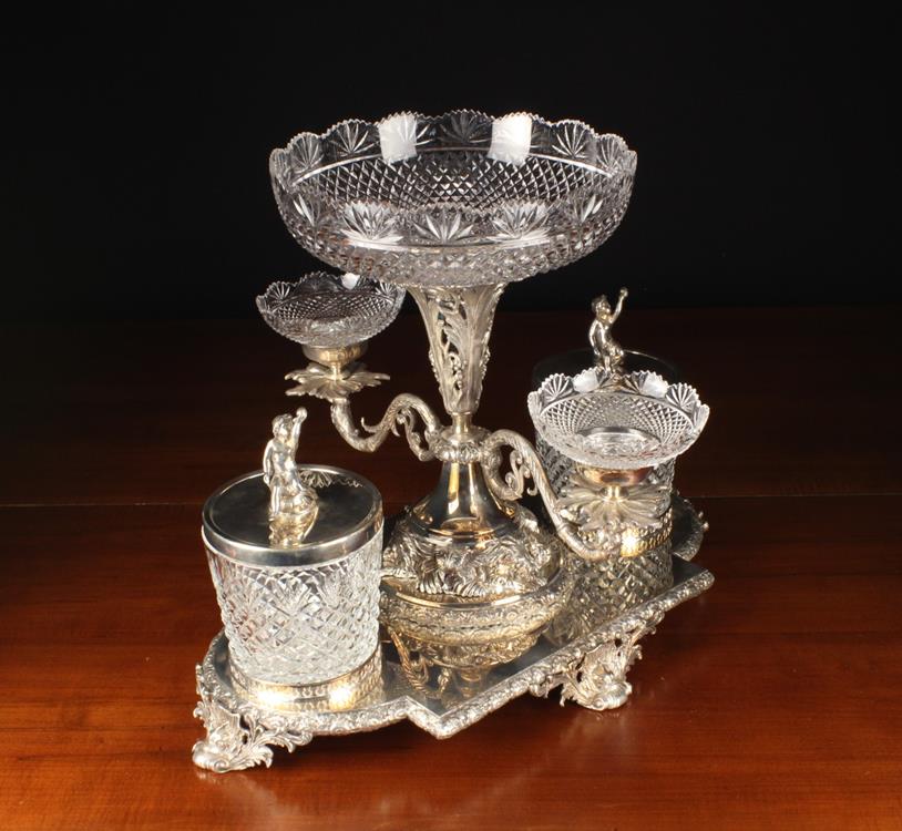 A Fabulous Silver Plate & Cut Glass Centre Piece incorporating fruit comports and Ice Buckets - Image 2 of 3