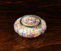 A Charming 19th Century Viennese Enamel Silver mounted Box of quatrefoil cushion form with an inset