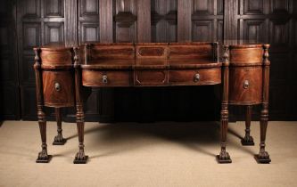 A Large & Imposing Scottish Regency Period Mahogany Breakfront Sideboard (A/F).