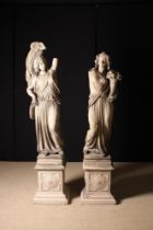A Pair of Attractive Late 19th Century Fireclay Garden Statues (A/F).