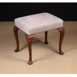 A Vintage Walnut Upholstered Stool.